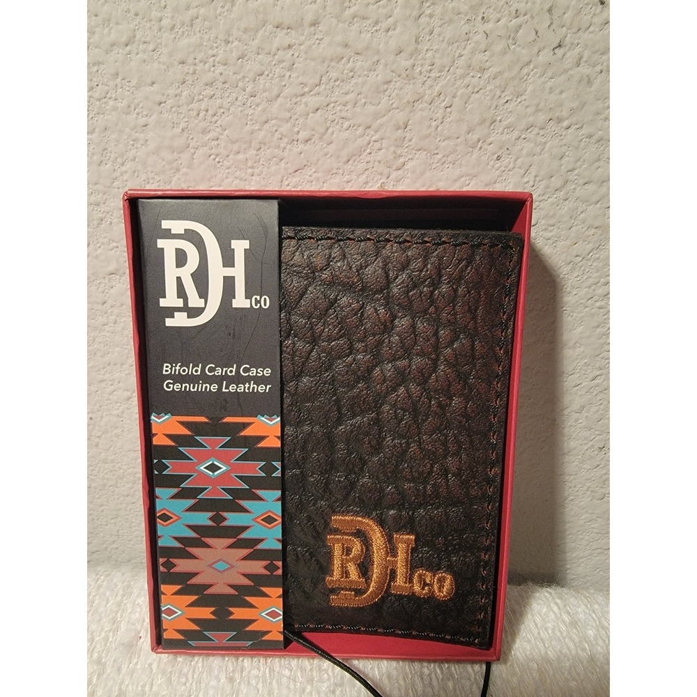 Red Dirt Hat Co Bifold Card Case Genuine Leather Brown‎ Wallet New In Box
